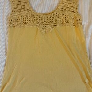 Eddie Bauer Yellow Cropped Embellished Tank Top